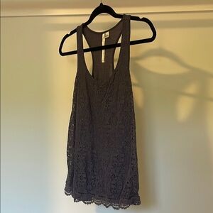 LC Lauren Conrad Lace Tank Top - Dark Gray